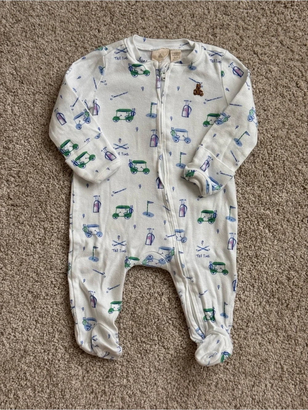GAP White Footed One-Piece with Green & Blue Golf Print